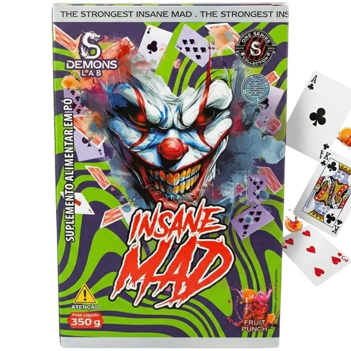 PRÉ TREINO INSANE MAD 350G - SABOR FRUTAS VERMELHAS