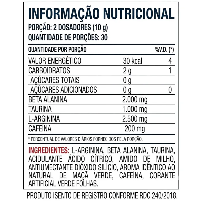 PRÉ TREINO ANATOMIC 300G PURETECH - SABOR MAÇÃ VERDE