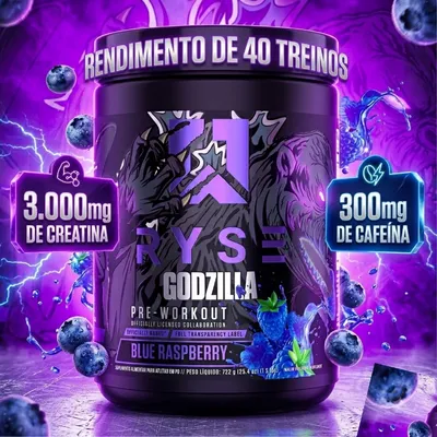 PRÉ TREINO GODZILLA 722G RYSE - SABOR BLUE RASPBERRY