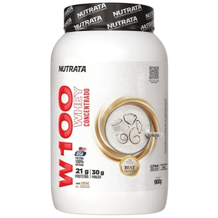 WHEY PROTEIN W100 NUTRATA 900G - SABOR CREME DE CÔCO