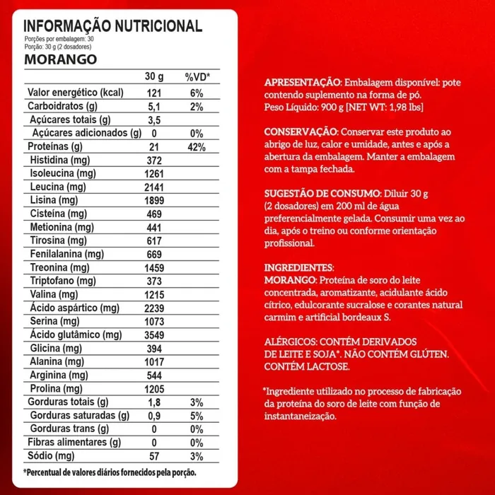 WHEY PROTEIN 100% PURE 900G INTEGRALMEDICA- SABOR MORANGO