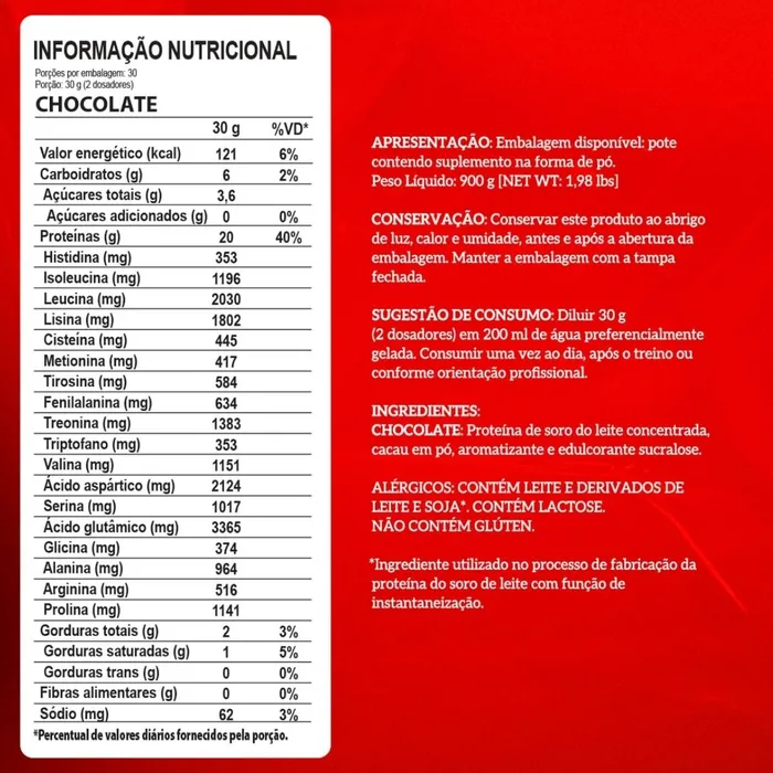 WHEY PROTEIN 100% PURE REFIL 900G - SABOR CHOCOLATE