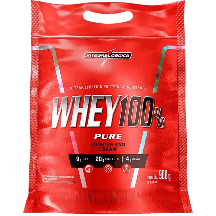 WHEY PROTEIN 100% PURE REFIL 900G INTEGRALMEDICA - SABOR COOKIES AND CREAM