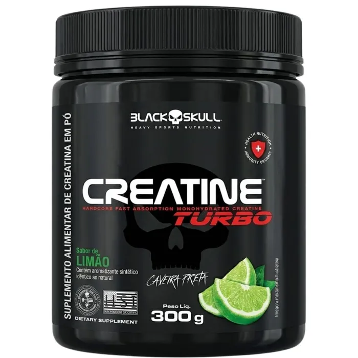 CREATINA TURBO 300G BLACK SKULL - SABOR LIMÃO