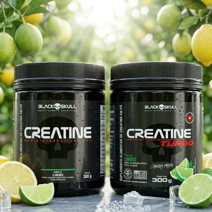 CREATINA TURBO 300G BLACK SKULL - SABOR LIMÃO
