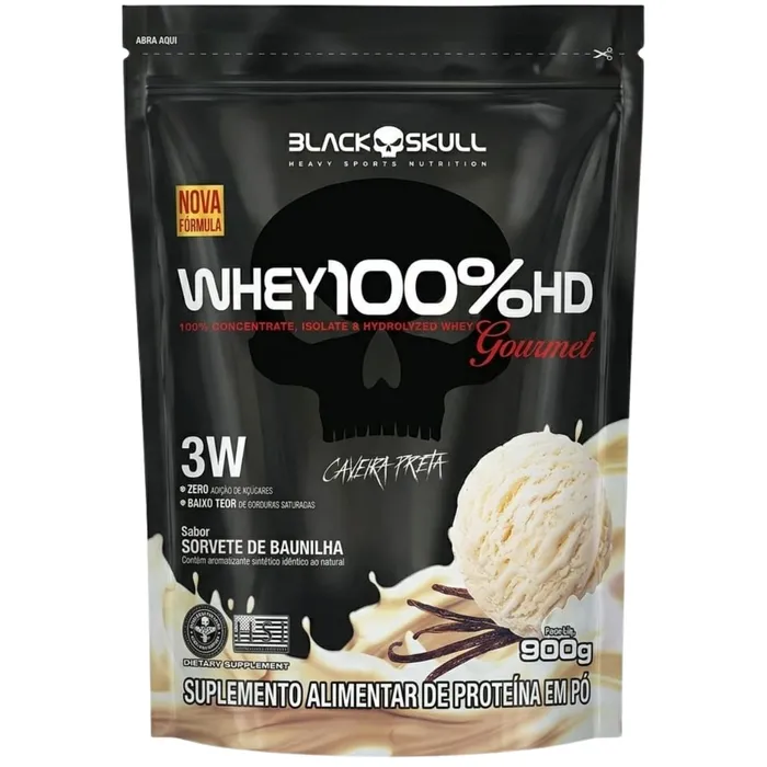 WHEY 100% HD GOURMET 900G - SORVETE DE  BAUNILHA