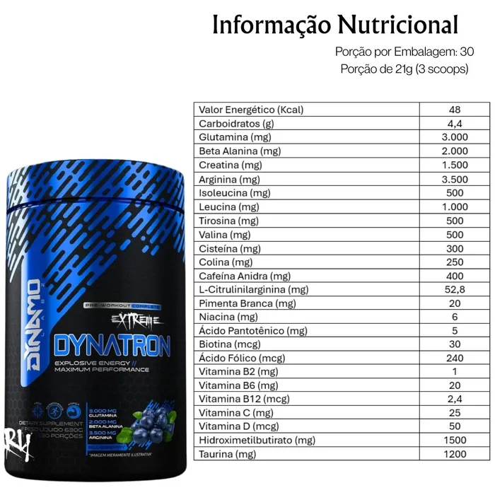 PRÉ TREINO DYNATRON EXTREME 630G - SABOR BLUEBERRY