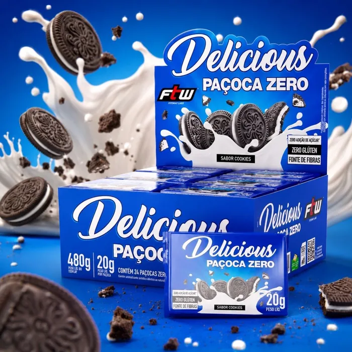 PAÇOCA ZERO DISPLAY C/ 24 UNIDADES - SABOR COOKIES
