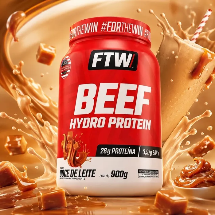 BEEF HYDRO PROTEIN: ZERO LACTOSE, ZERO GORDURA, ZERO AÇÚCAR - SABOR DOCE DE LEITE