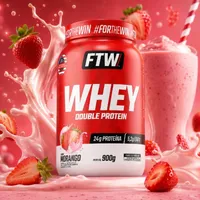 WHEY DOUBLE PROTEIN 100% - SABOR MORANGO - imagem 2