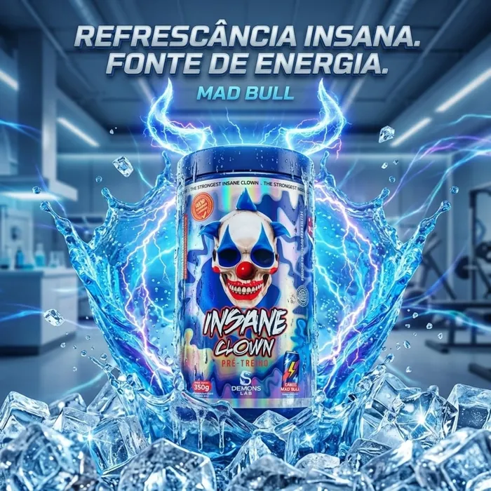Pré Treino Insane Clown 350g - Sabor Energético - Rende 50 treinos!