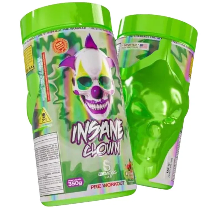 Pré Treino Insane Clown 350g - Sabor Morango com kiwi - Rende 50 Treinos!
