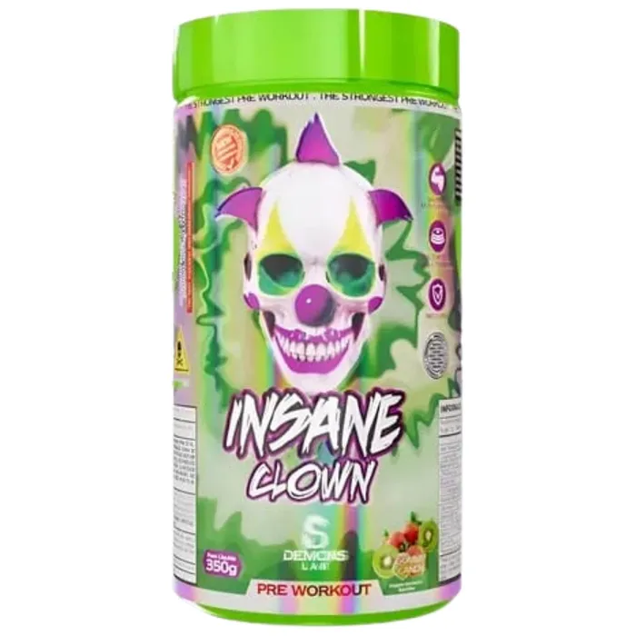 Pré Treino Insane Clown 350g - Sabor Morango com kiwi - Rende 50 Treinos!