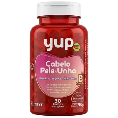 YUP GUMMY CABELO, PELE E UNHA - 30 GOMAS MORANGO