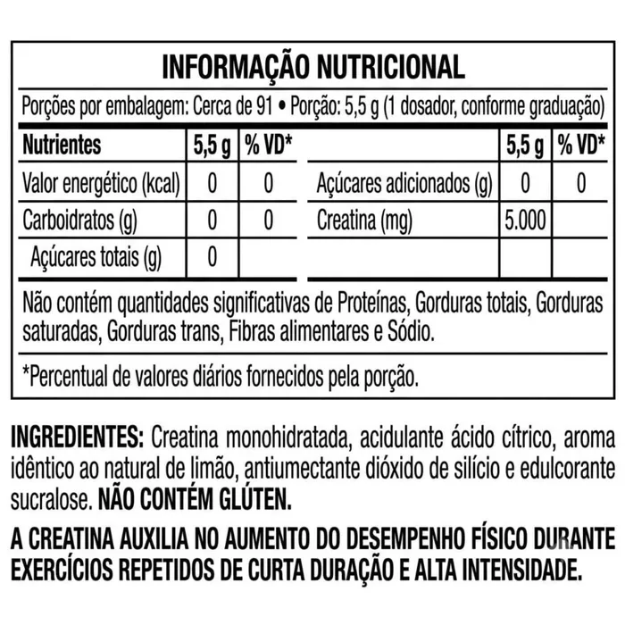 CREATINA MONOHIDRATADA 500G - SABOR UVA