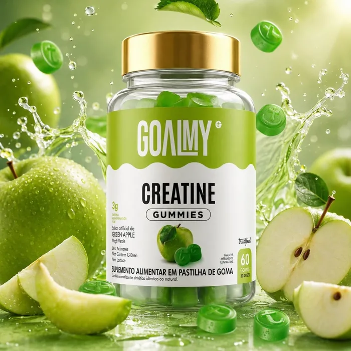 CREATINA EM GOMA MASTIGÁVEL - 60 GOMAS MAÇÃ VERDE