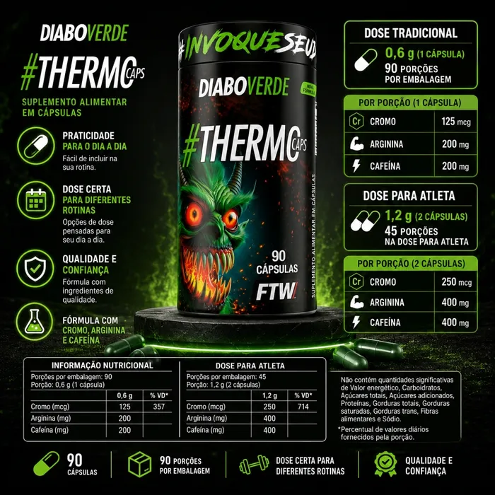TERMOGÊNICO THERMO CAPS DIABO VERDE - 90 CÁPSULAS