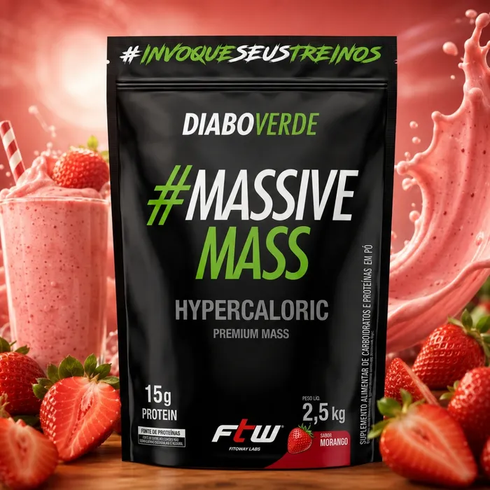 HIPERCALÓRICO MASSIVE MASS 2,5KG - SABOR MORANGO