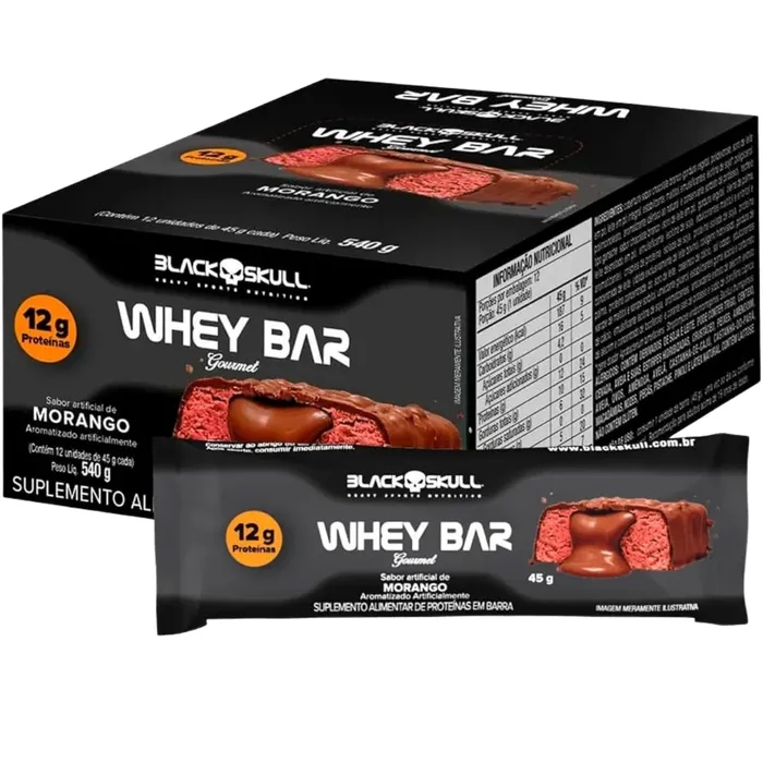 BARRA PROTEICA GOURMET 12 UNIDADES - SABOR MORANGO