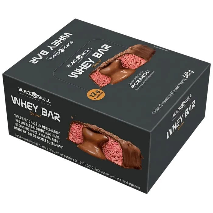 BARRA PROTEICA GOURMET 12 UNIDADES - SABOR MORANGO