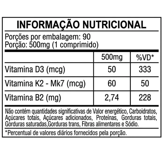 VITAMINA D3 (+K2 + B2) EM COMPRIMIDOS MASTIGÁVEIS