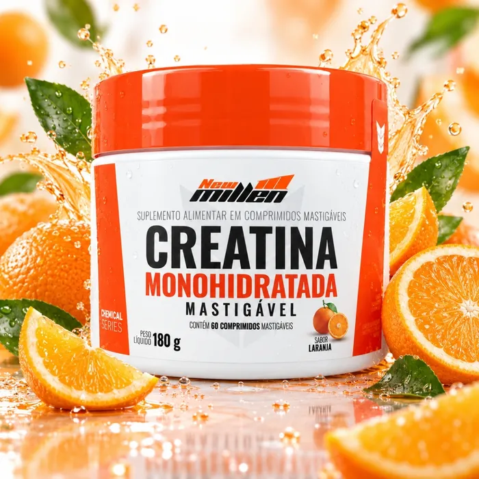 CREATINA EM COMPRIMIDOS MASTIGÁVEIS - SABOR LARANJA