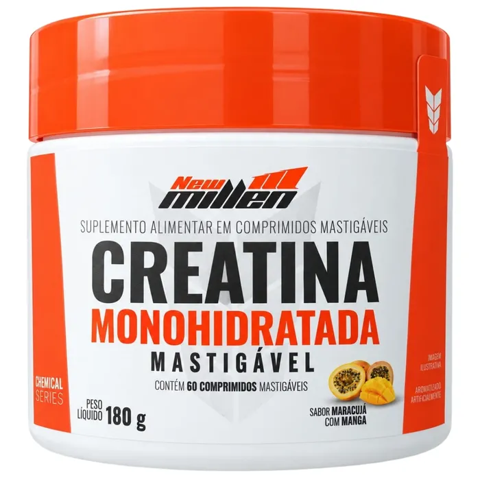 CREATINA EM COMPRIMIDOS MASTIGÁVEIS - SABOR MARACUJÁ COM MANGA