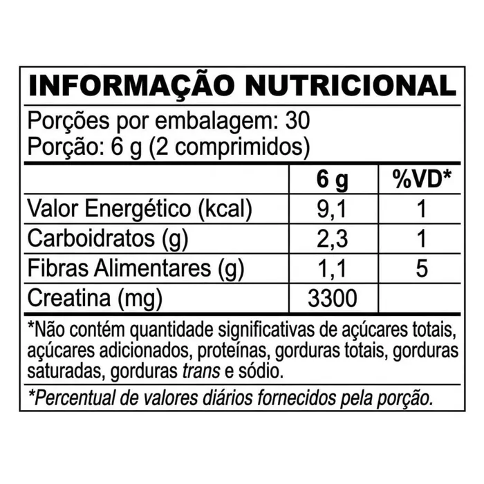 CREATINA EM COMPRIMIDOS MASTIGÁVEIS - SABOR MAÇÃ VERDE