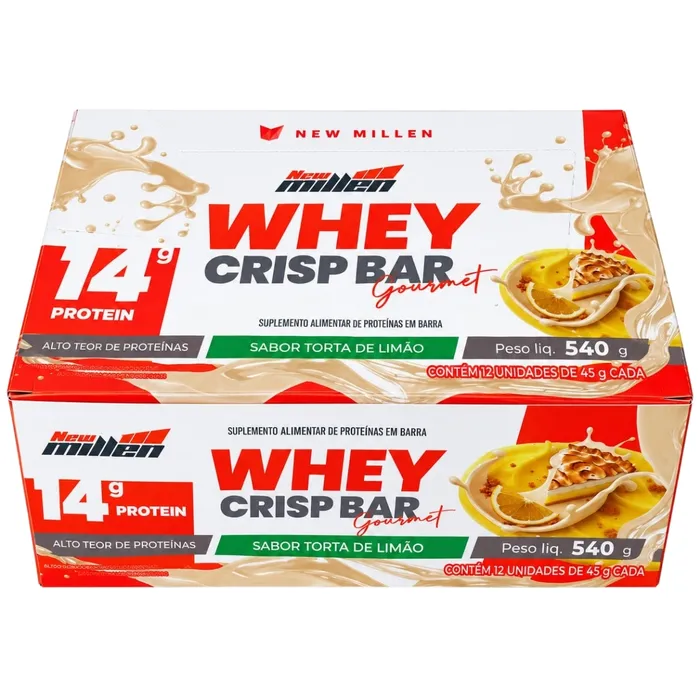 Whey Crisp Bar Gourmet c/ 12 unidades New Millen - Sabor Torta de Limão