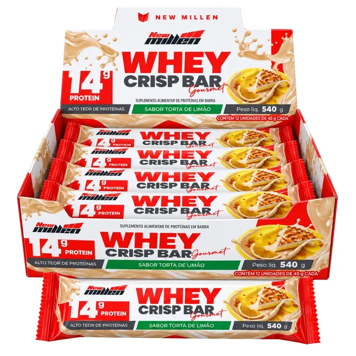 Whey Crisp Bar Gourmet c/ 12 unidades New Millen - Sabor Torta de Limão