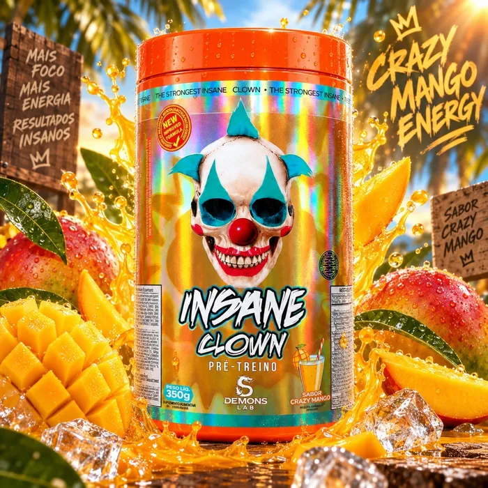 Pré Treino Insane Clown 350g - Sabor Manga- Rende 50 treinos!