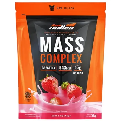 Hipercalórico Mass Complex New Millen 3Kg Sabor Morango