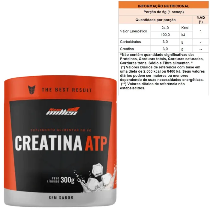 Creatina ATP New Millen Sem Sabor 300g
