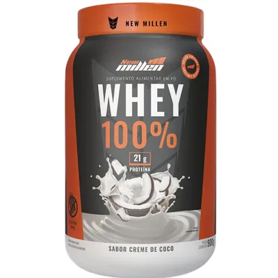 Whey 100% Pote 900g New Millen - Sabor Creme de Côco