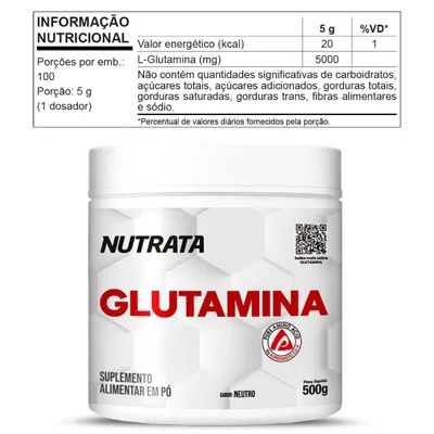 Glutamina Nutrata Neutro Pote 500g