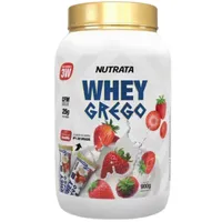 Whey Grego Nutrata 900g- Sabor Morango com Chantilly - imagem 1