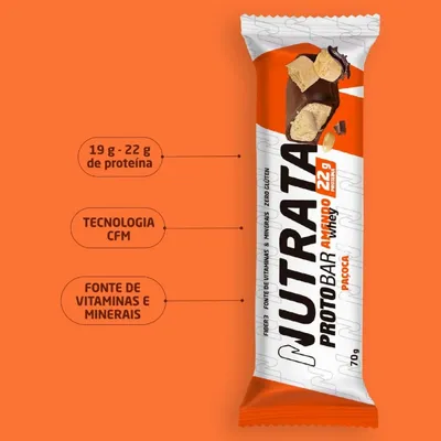 Barra Proteica Nutrata Protobar Sabor Paçoca - Display c/ 9 Unidades