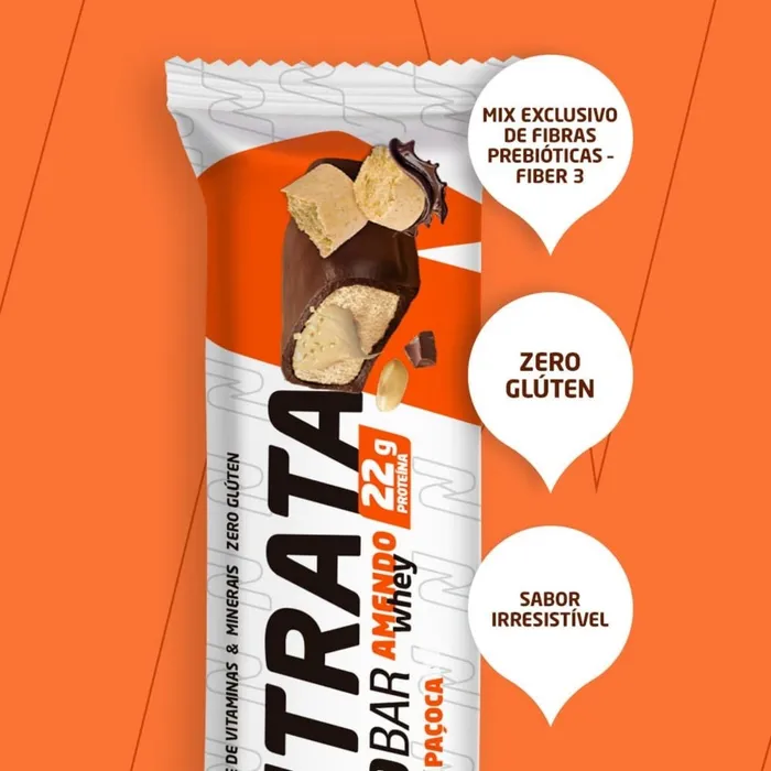 Barra Proteica Nutrata Protobar Sabor Paçoca - Display c/ 9 Unidades