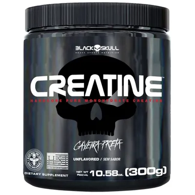 Creatina Pura Black Skull Sem Sabor - Pote 300g