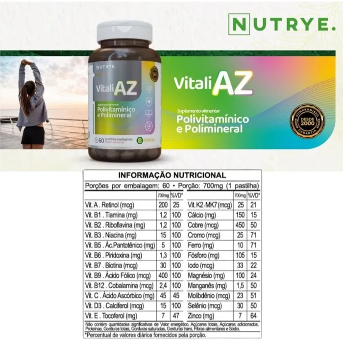 VitaliAZ Polivitamínico e Polimineral de A à Z - 60 Comprimidos