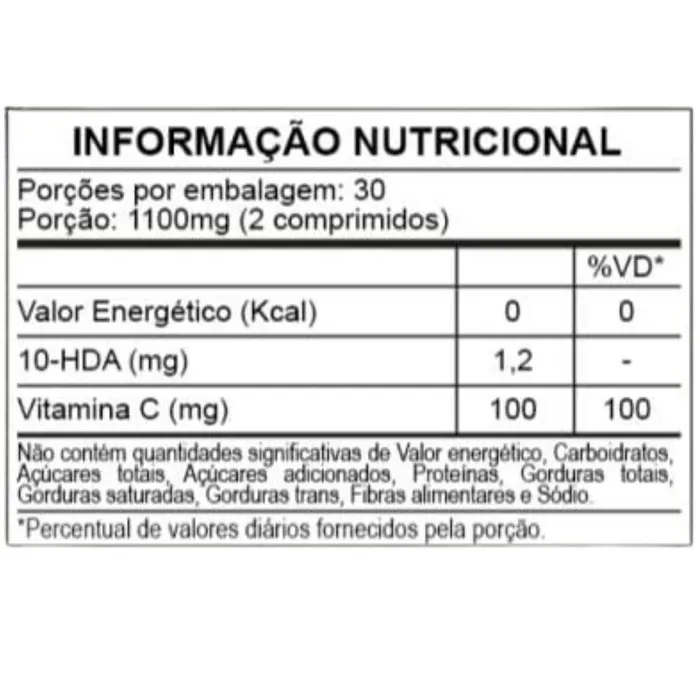 Vitamina C + Geléia Real Liofilizada - 60 Comprimidos