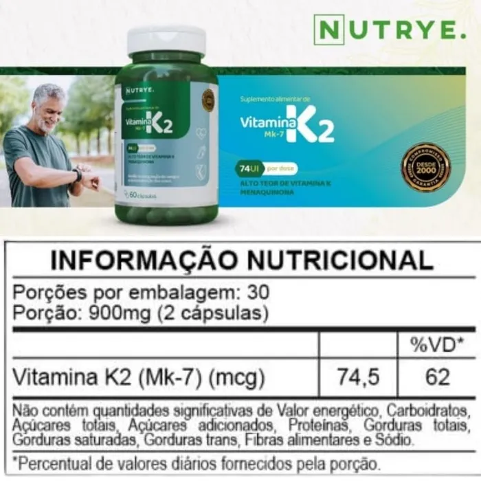 Vitamina K2 (Mk-7) Nutrye - 60 Cápsulas