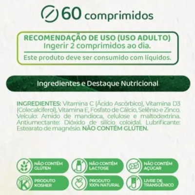 Vitamina C + D + E + Selênio + Zinco - 60 Comprimidos