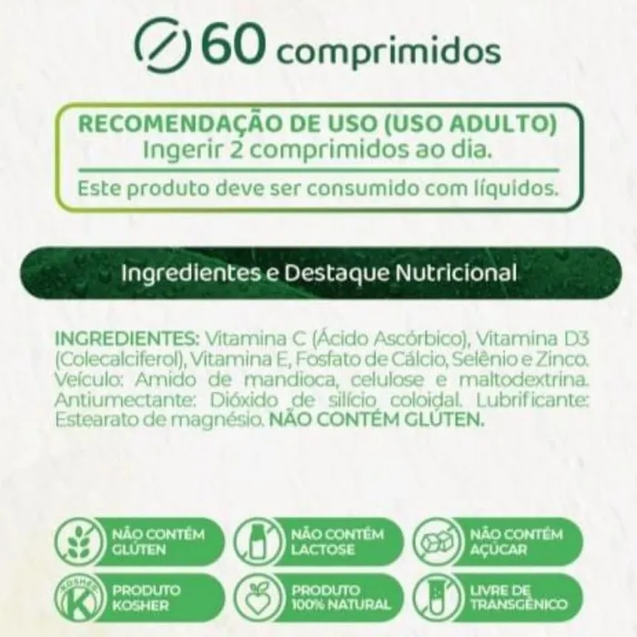 Vitamina C + D + E + Selênio + Zinco - 60 Comprimidos