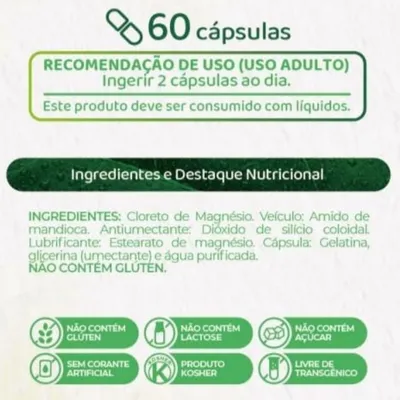 Cloreto de Magnésio P.A Nutrye - 60 Cápsulas