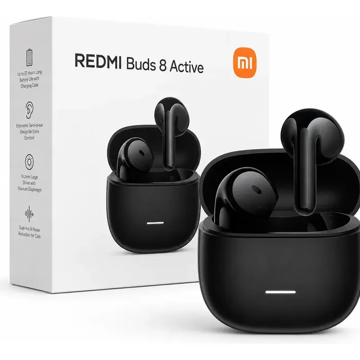 Fones de ouvido Bluetooth ativos Xiaomi Redmi Buds 8 Active, cor preta