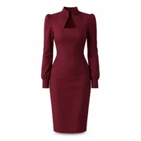 Vestido Midi Executivo Gola Alta Cut-Out - imagem 12