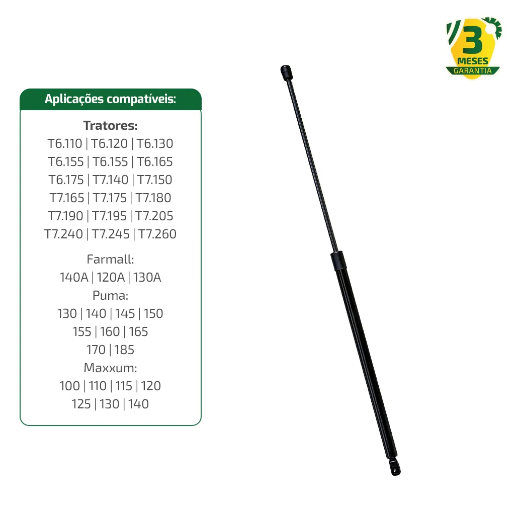 Amortecedor a Gás do Capô Aplicável em Tratores New Holland/Case - 82036570