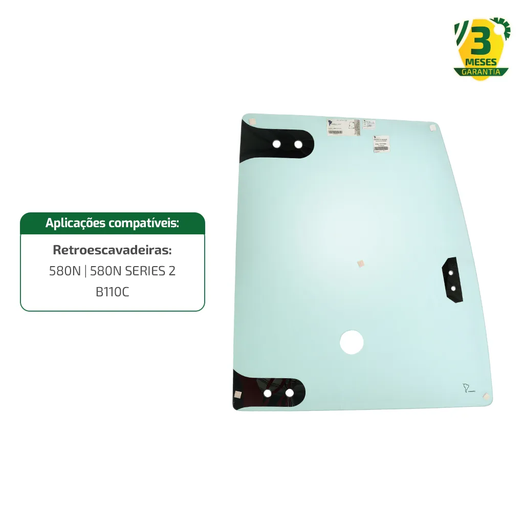 Vidro Superior Porta Direita Aplicável em Retroescavadeiras New Holland e Case - 84261870