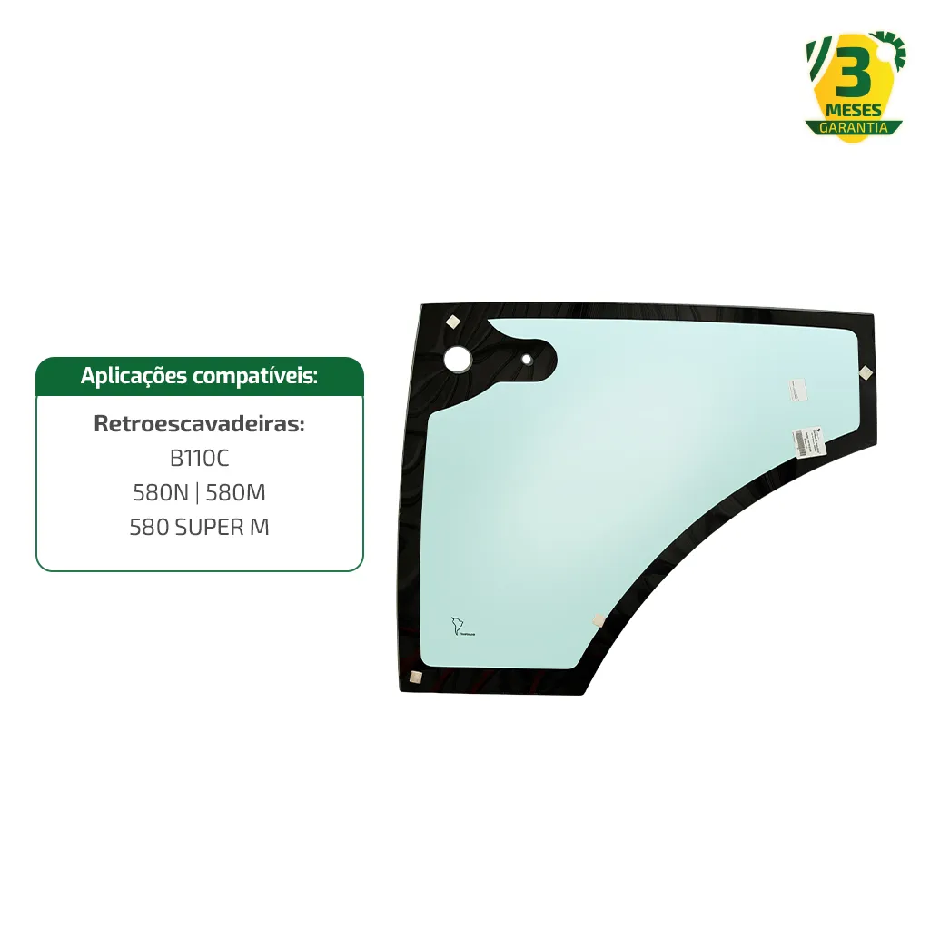 Vidro Inferior Porta Esquerda Aplicável em Retroescavadeiras New Holland e Case - 84224316